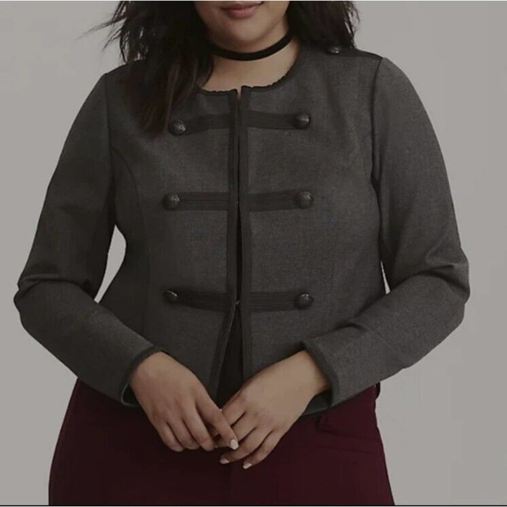 Torrid‎ Charcoal Gray Fitted Military Blazer Jacket Size Women's Plus 4X